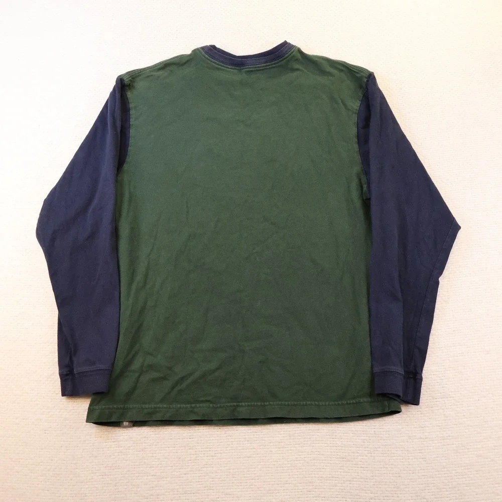 Old Navy Boys XL Long Sleeve T-Shirt Green Navy Colorblock Vintage 2005 Logo